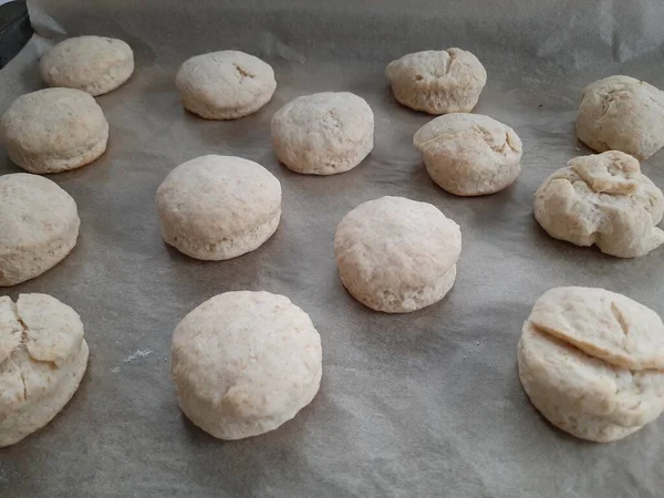 Masa Blanco Para Deliciosos Rollos Desayuno Caseros —  Fotos de Stock