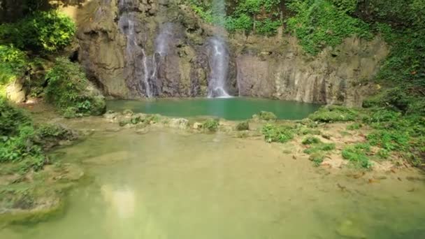 Short Movie Idyllic Cascade Waterfall Flowing Clear Plunge Pool Rainforest — Vídeo de stock