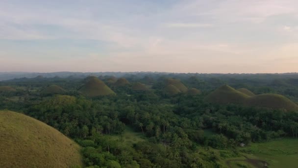 Late Afternoon Drone Clip Vast Chocolate Hills Bohol Province Philippines — Wideo stockowe
