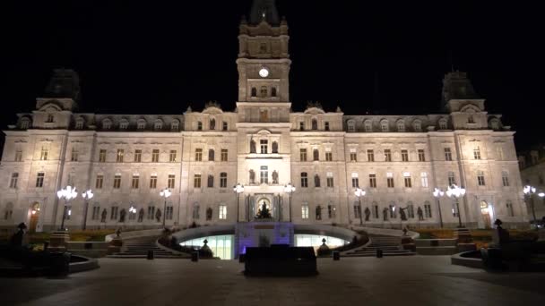 Court Métrage Façade Principale Édifice Parlement Québec Illuminé Nuit Avec — Video