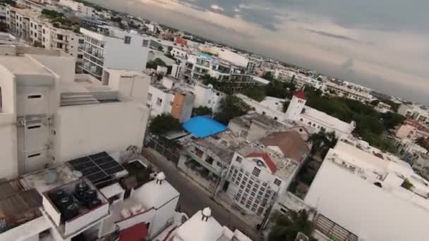 Aerial View Commercial Tourist Area Playa Del Carmen Mexico Many — Αρχείο Βίντεο