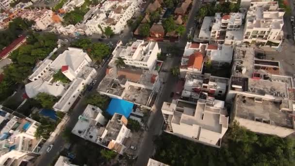 Panning Drone Video Rooftops Hotels Tourist Resorts Playa Del Carmen — Αρχείο Βίντεο