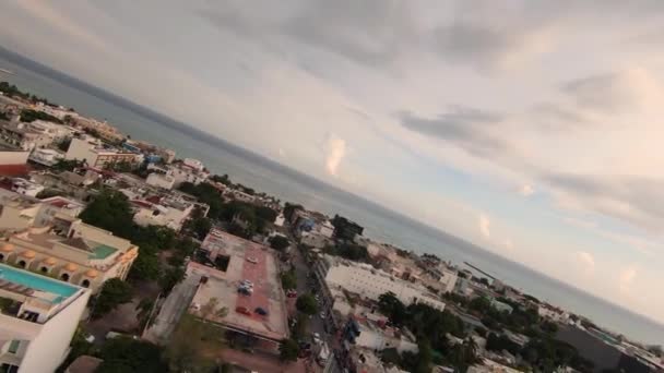 Panoramic Drone Clip Tourist Resort Town Playa Del Carmen Quintana — Αρχείο Βίντεο