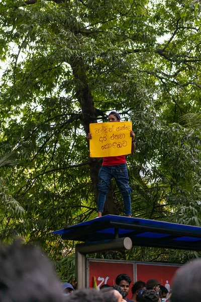 Colombo Sri Lanka 9Th July 2022 Man Holds Sign Saying — Stock Fotó