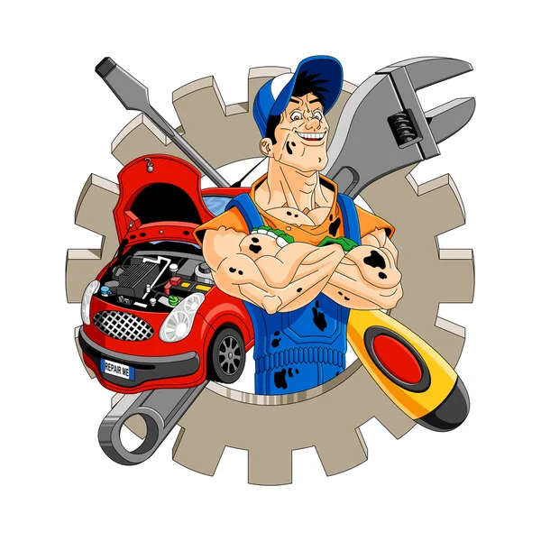 Cheerful mechanic — Stock Vector