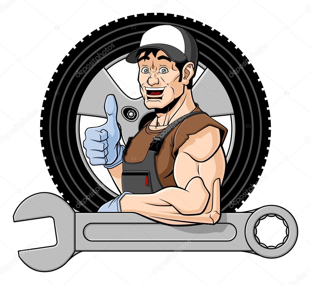 Cheerful tire specialist