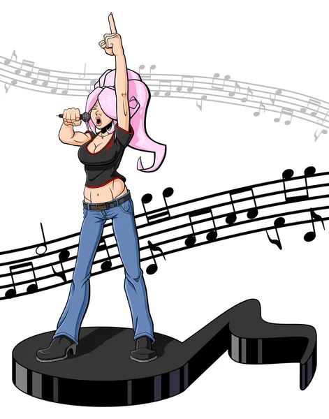 Female pop music singer — Stock Vector