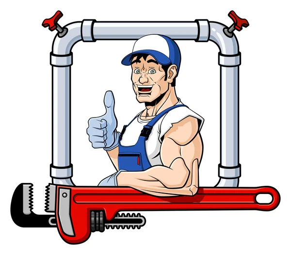 Cheerful plumber — Stock Vector