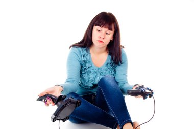Kız joystick seçer