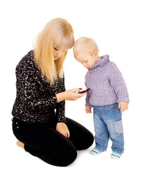 hareket eden telefon içinde anne küçük çocuk