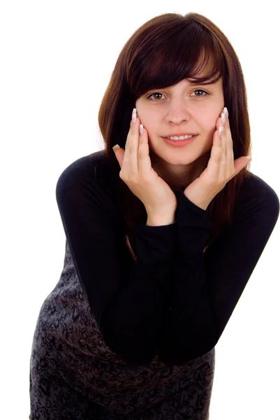 Menina bonita pensamento, emoção — Fotografia de Stock