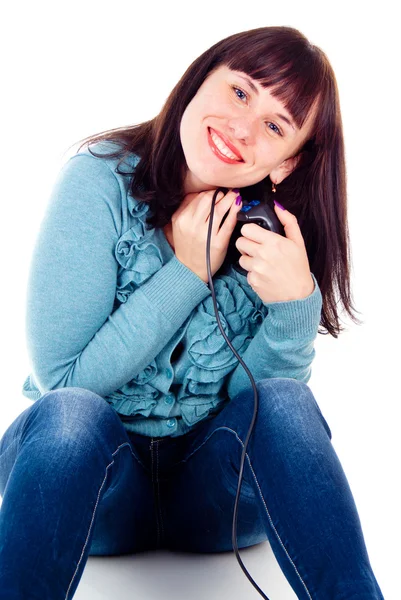 Girl, loves video games — Stock Photo, Image