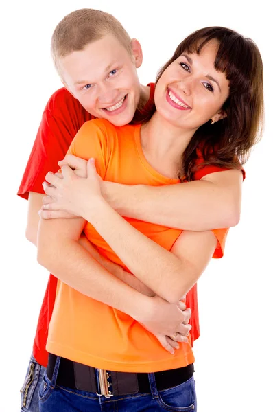 A happy family, a couple hugging — Stock Photo, Image