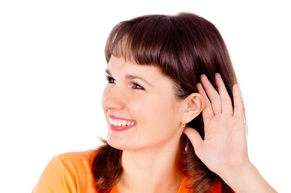 Beautiful girl listening — Stock Photo, Image