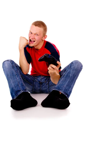 Guy won in video games — Stock Photo, Image
