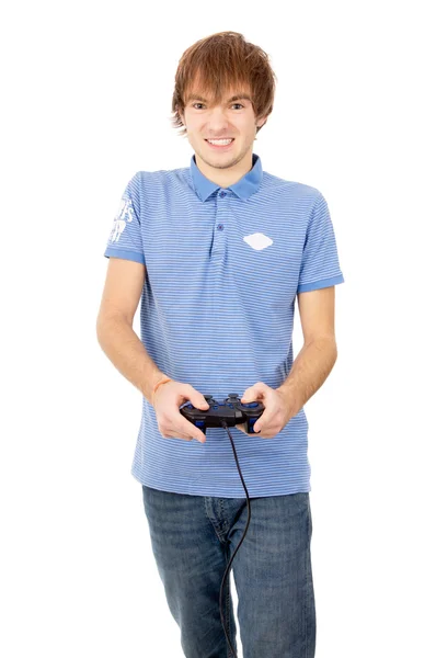 Hermoso chico juega en los videojuegos —  Fotos de Stock