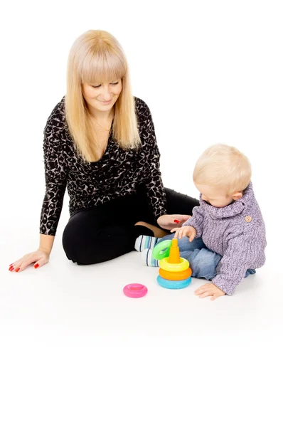 Mother is played with her baby — Stock Photo, Image