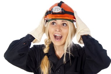 Oluşturucu kız kask ve bornoz