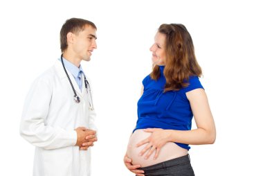 doctor advises a pregnant girl clipart