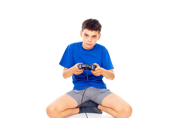 Boy with a joystick — Stock Photo, Image