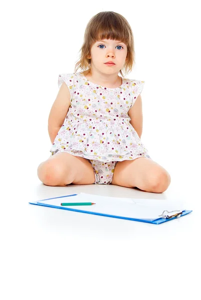 Child draws on paper — Stock Photo, Image