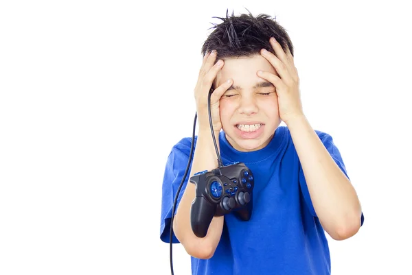 Kind speelt op de joystick — Stockfoto