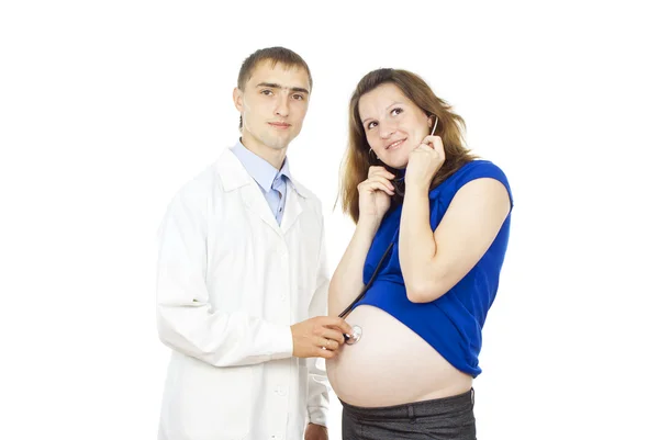 Lékař a těhotná dívka — Stock fotografie