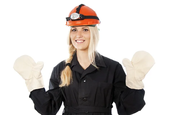Girl in a helmet and robe — Stock Photo, Image