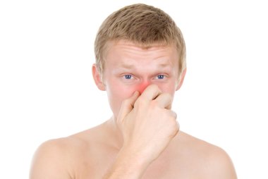 adam, burun akıntısı, soğuk