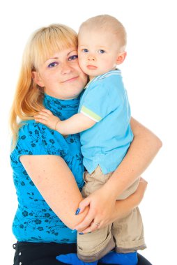 mutlu anne kucağında bir bebek tutan