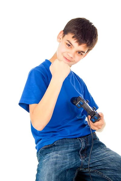 Mooie jongen met een joystick — Stockfoto