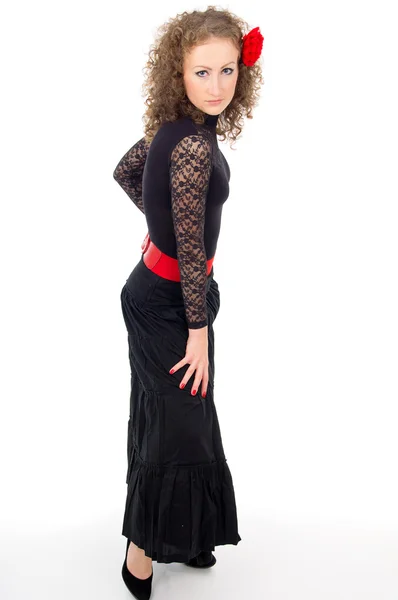 Bella ragazza balla il flamenco — Foto Stock