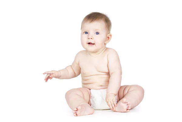 Beautiful naked child is in diapers — Stock Photo, Image