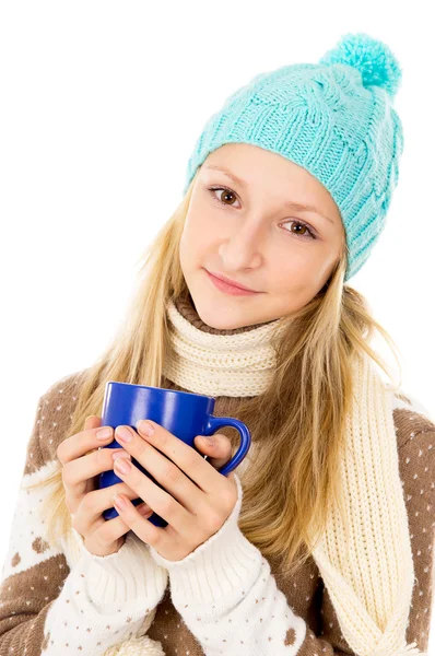 Girl with a glass of macro — Stock Photo, Image