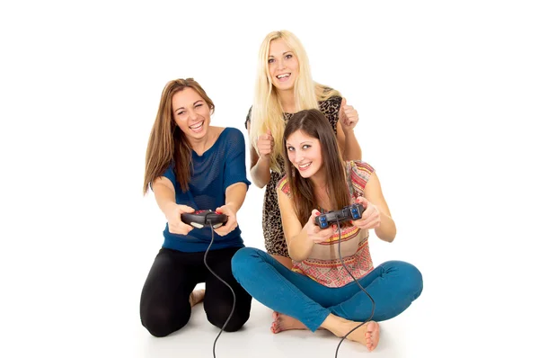 Girlfriend play video games — Stock Photo, Image