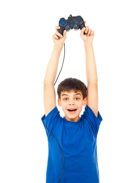 Niño feliz con un joystick —  Fotos de Stock