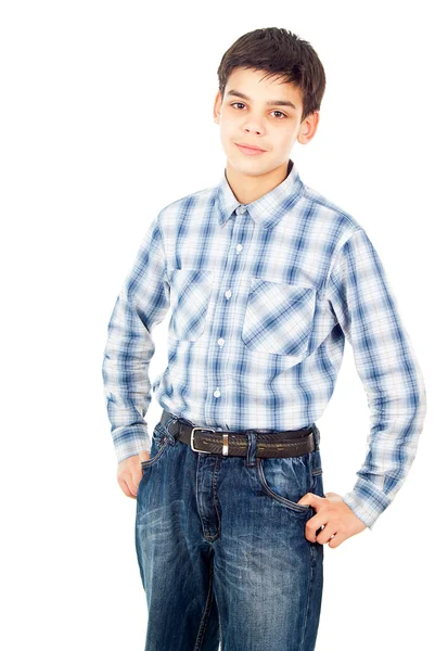 Gelukkige jongen in een shirt — Stockfoto