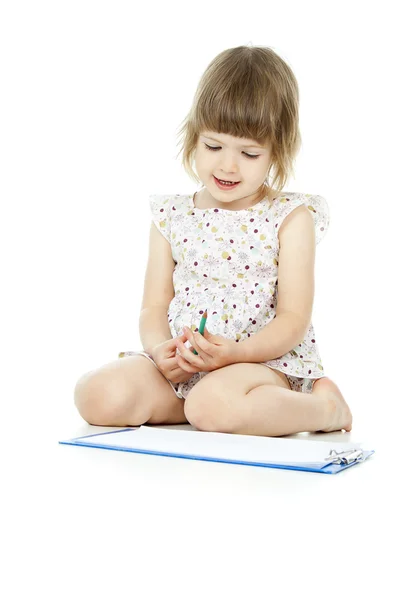 Little girl draws Stock Image