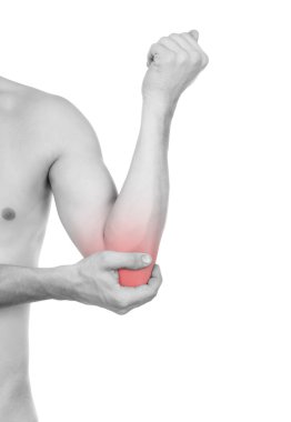 erkek torso, dirsek ağrısı