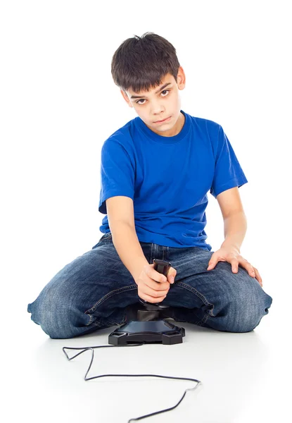Boy with a joystick — Stock Photo, Image
