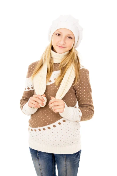 Happy little girl in a cap — Stock Photo, Image