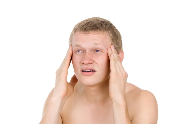 Tronco masculino, dor de cabeça — Fotografia de Stock