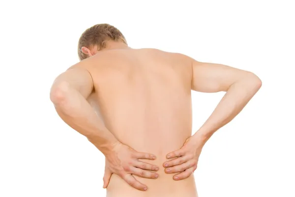 Männlicher Oberkörper, Schmerzen im Lendenbereich — Stockfoto