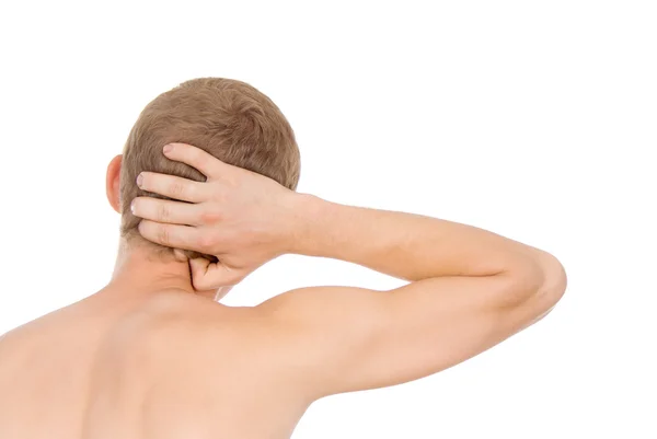 Torso masculino, dolor en la parte posterior de la cabeza —  Fotos de Stock