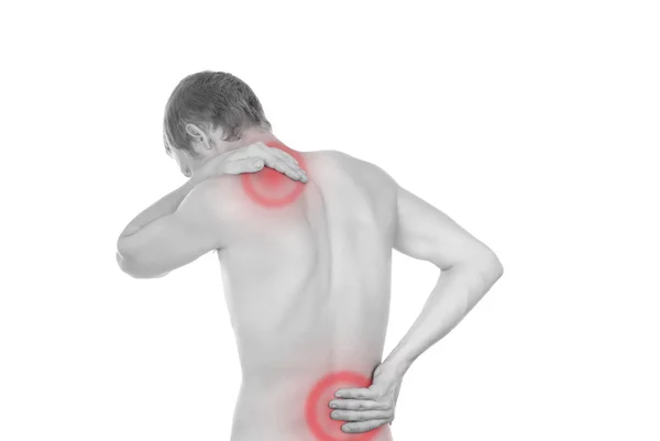 Männlicher Oberkörper, Schmerzen im Rücken — Stockfoto