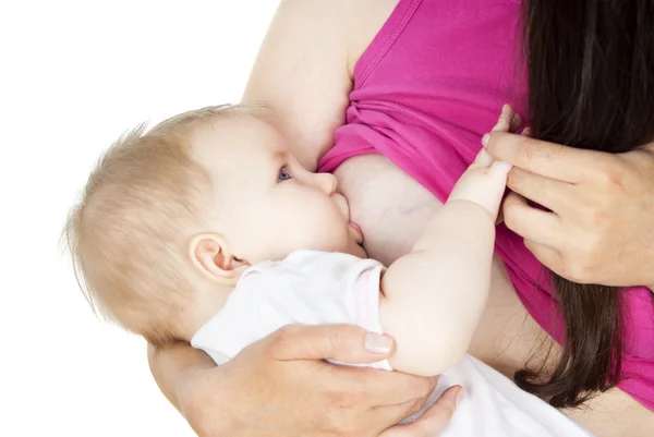 Mor breastfeeds baby — Stockfoto