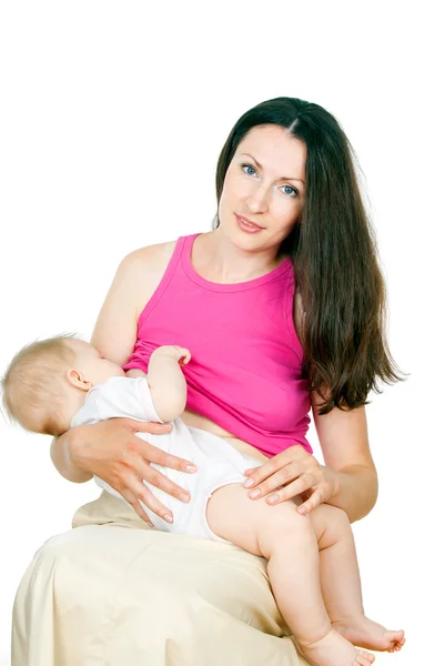 Mother feeding baby milk — Stock Photo, Image