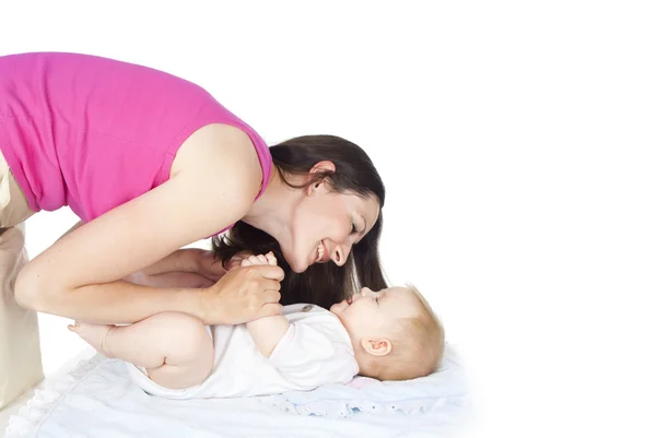 Anya és a gyönyörű baba Stock Kép
