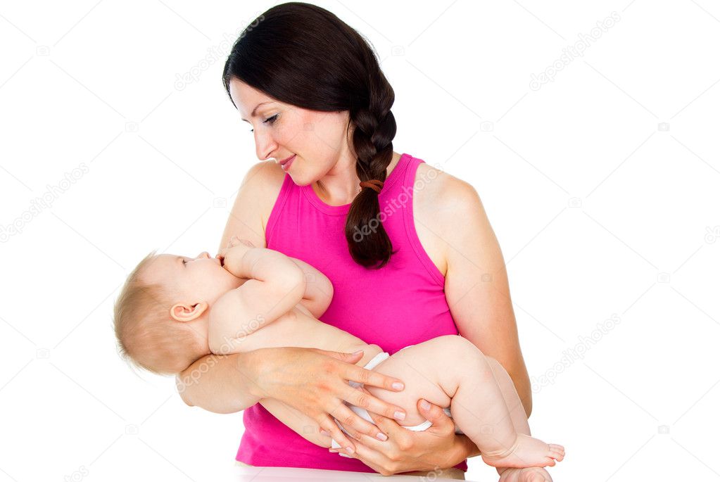 mother holding a baby