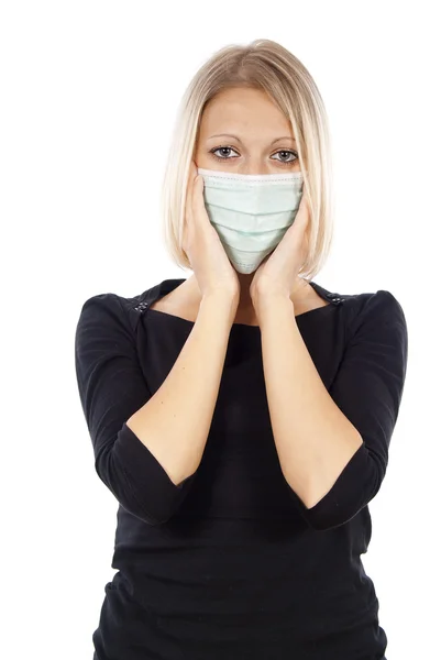 Sick girl in the mask — Stock Photo, Image